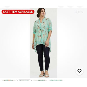 Women's TORRID Mint Green Floral Tunic Top Plus Size 2X